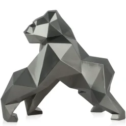 Statues & Sculptures Table Top|Low Poly^Polygon Gorilla 44cm Anthracite Resin Indoor Sculpture