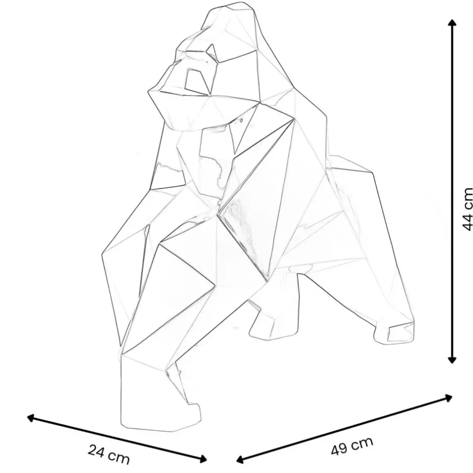 Statues & Sculptures Table Top|Low Poly^Polygon Gorilla 44cm Anthracite Resin Indoor Sculpture