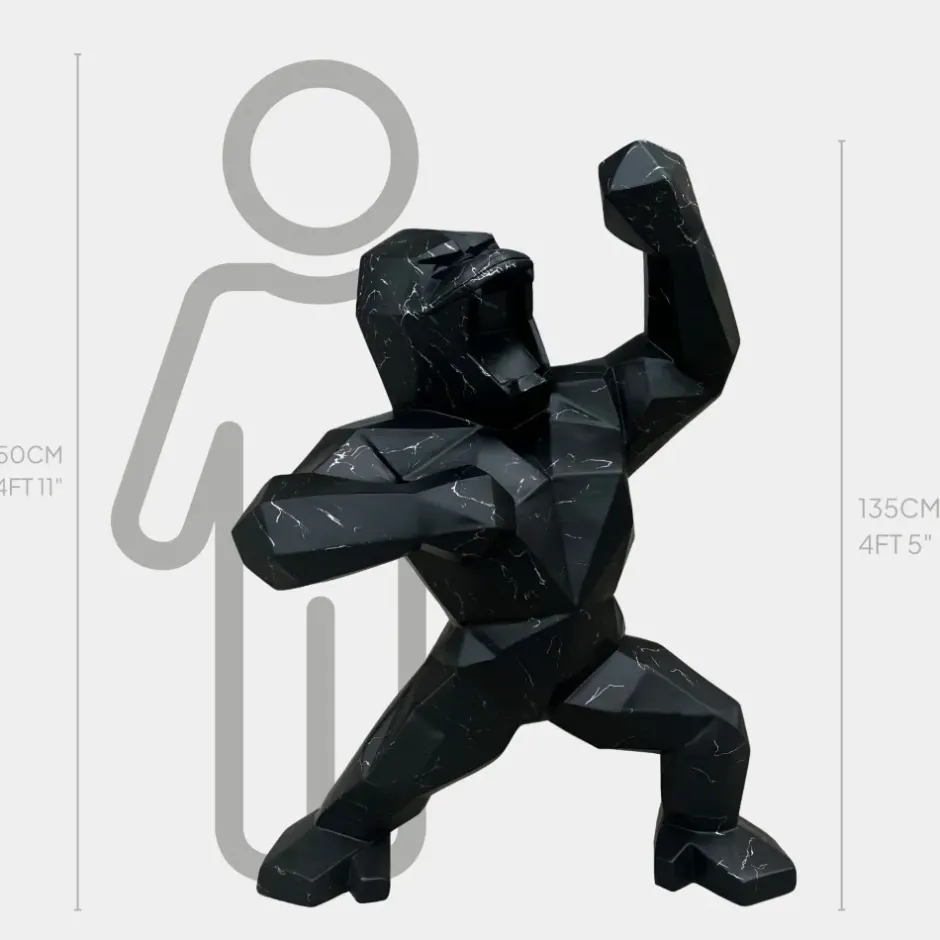 Statues & Sculptures Floor Standing|Animals^Polygon Gorilla 135cm Black Resin Indoor Sculpture