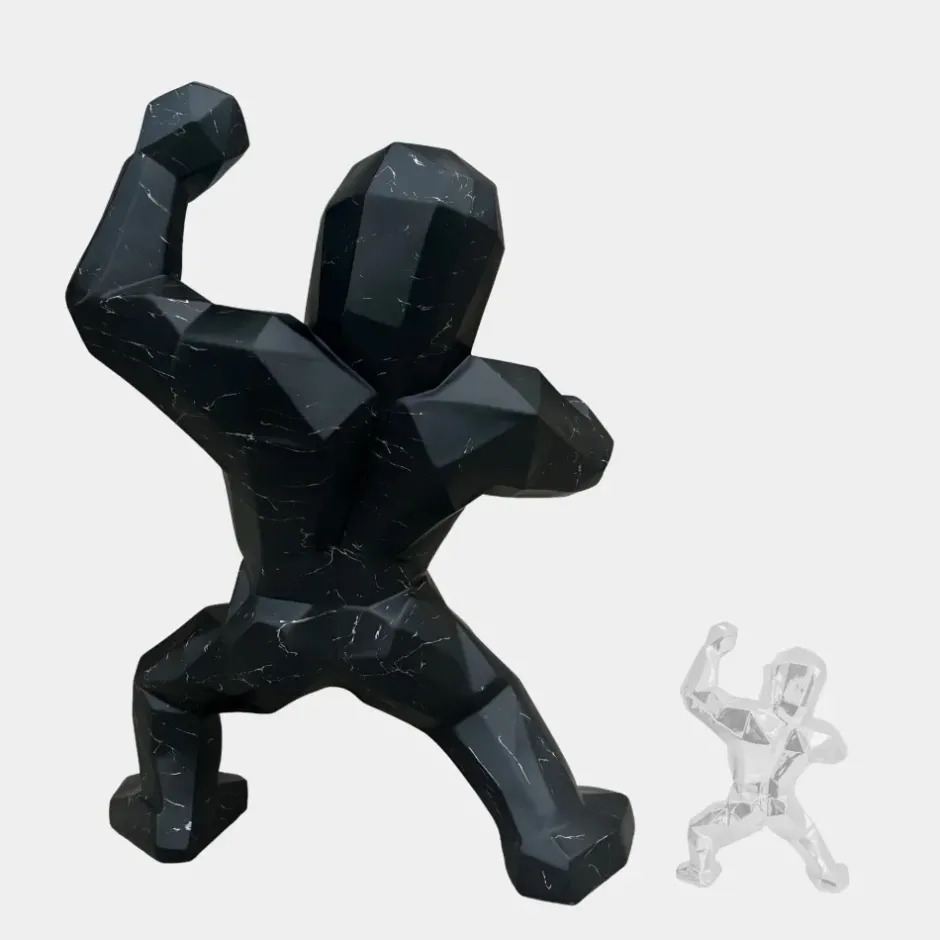 Statues & Sculptures Floor Standing|Animals^Polygon Gorilla 135cm Black Resin Indoor Sculpture