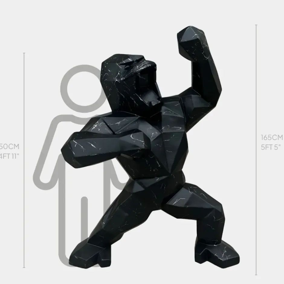 Statues & Sculptures Giant|Floor Standing^Polygon Gorilla 165cm Black Resin Indoor Sculpture