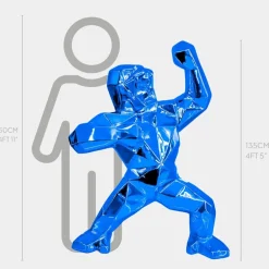 Statues & Sculptures Floor Standing|Animals^Polygon Gorilla 135cm Blue Resin Indoor Sculpture