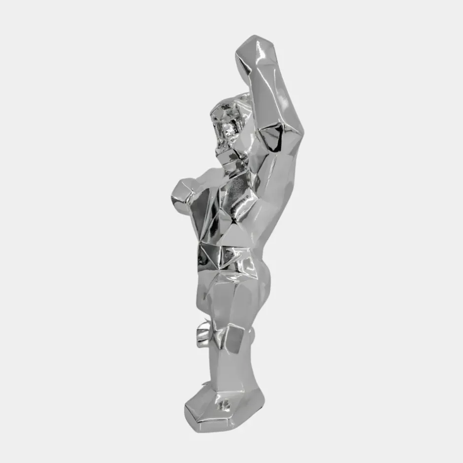 Statues & Sculptures Table Top|Floor Standing^Polygon Gorilla 50cm Chrome Resin Indoor Sculpture