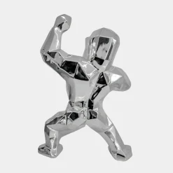 Statues & Sculptures Table Top|Floor Standing^Polygon Gorilla 50cm Chrome Resin Indoor Sculpture
