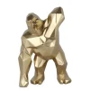 Statues & Sculptures Table Top|Low Poly^Polygon Gorilla 30cm Gold Resin Indoor Sculpture