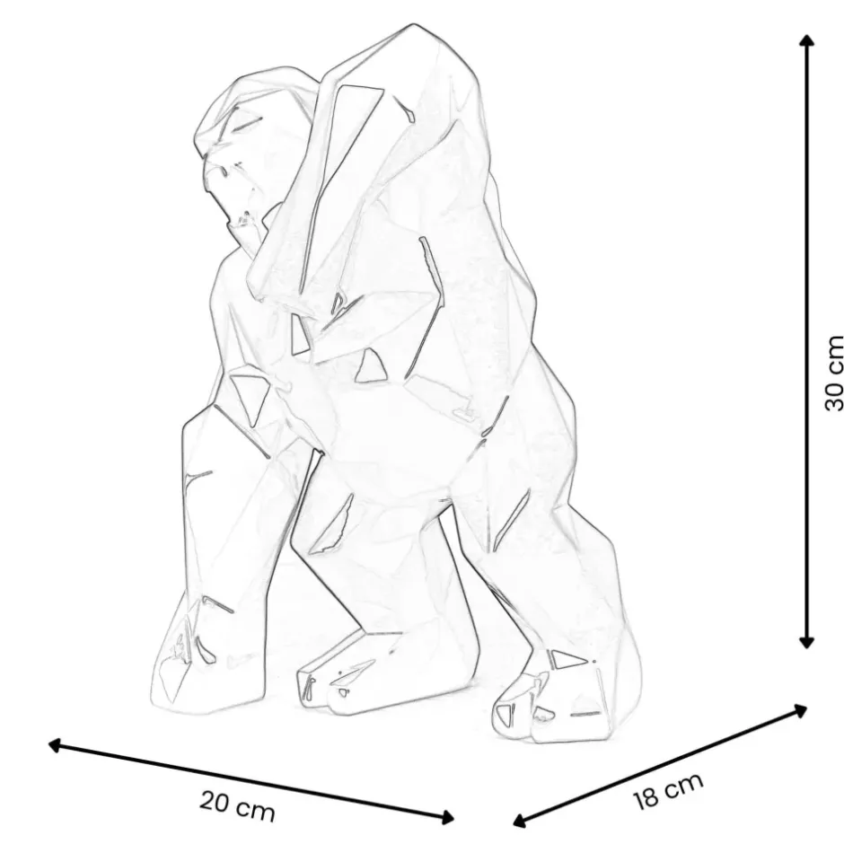 Statues & Sculptures Table Top|Low Poly^Polygon Gorilla 30cm Gold Resin Indoor Sculpture