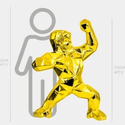 Statues & Sculptures Floor Standing|Animals^Polygon Gorilla 135cm Gold Resin Indoor Sculpture