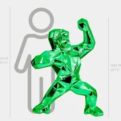 Statues & Sculptures Floor Standing|Animals^Polygon Gorilla 135cm Green Resin Indoor Sculpture