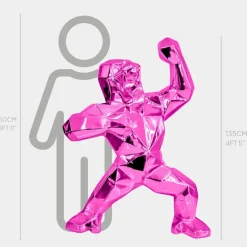 Statues & Sculptures Floor Standing|Animals^Polygon Gorilla 135cm Pink Resin Indoor Sculpture