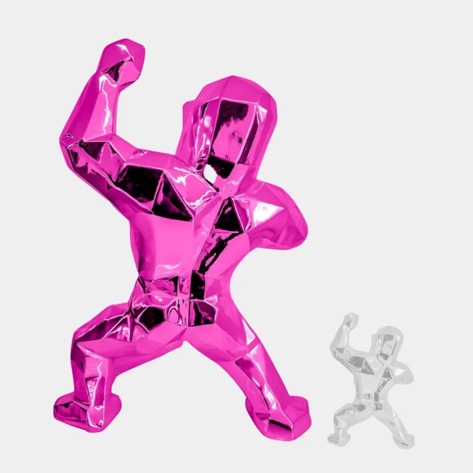 Statues & Sculptures Floor Standing|Animals^Polygon Gorilla 135cm Pink Resin Indoor Sculpture