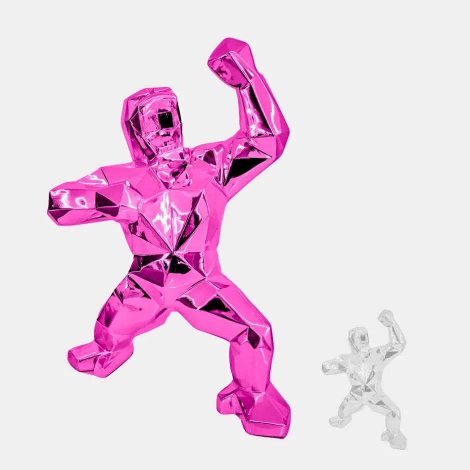 Statues & Sculptures Floor Standing|Animals^Polygon Gorilla 135cm Pink Resin Indoor Sculpture