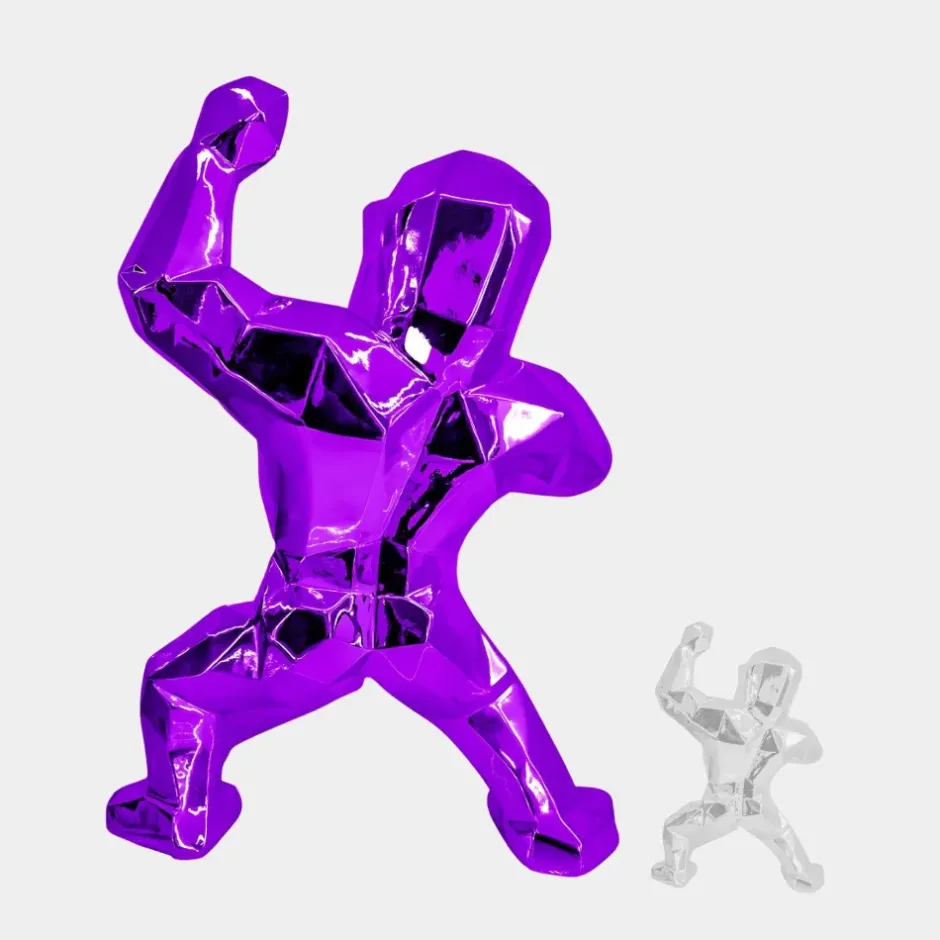 Statues & Sculptures Floor Standing|Animals^Polygon Gorilla 135cm Purple Resin Indoor Sculpture
