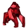 Statues & Sculptures Table Top|Low Poly^Polygon Gorilla 44cm Red Resin Indoor Sculpture