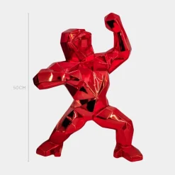 Statues & Sculptures Table Top|Floor Standing^Polygon Gorilla 50cm Red Resin Indoor Sculpture