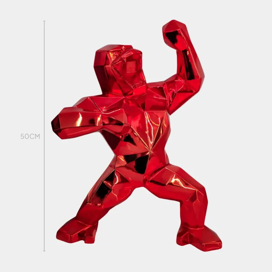 Statues & Sculptures Table Top|Floor Standing^Polygon Gorilla 50cm Red Resin Indoor Sculpture
