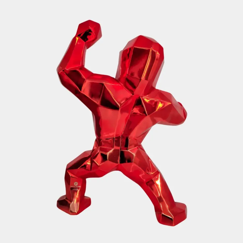 Statues & Sculptures Table Top|Floor Standing^Polygon Gorilla 50cm Red Resin Indoor Sculpture