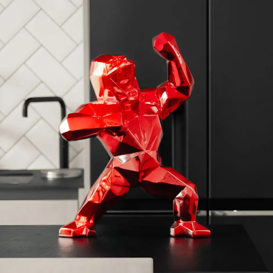 Statues & Sculptures Table Top|Floor Standing^Polygon Gorilla 50cm Red Resin Indoor Sculpture