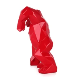 Statues & Sculptures Table Top|Low Poly^Polygon Gorilla 30cm Red Resin Indoor Sculpture