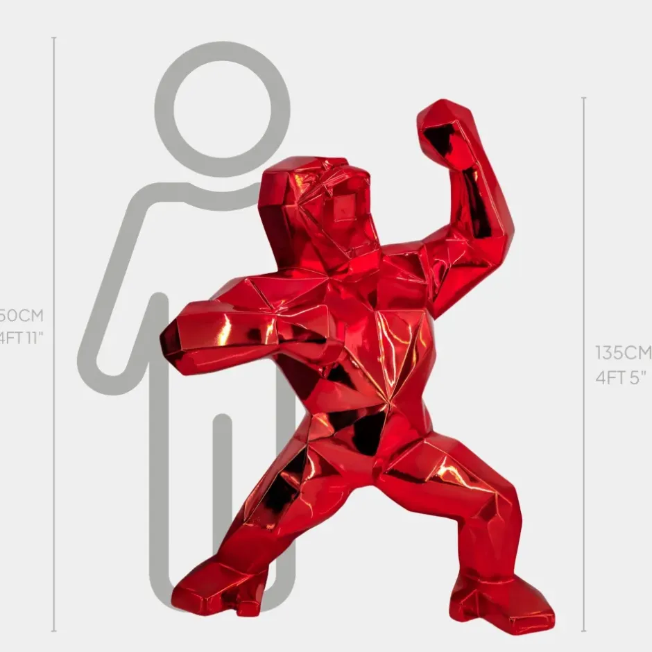 Statues & Sculptures Floor Standing|Animals^Polygon Gorilla 135cm Red Resin Indoor Sculpture