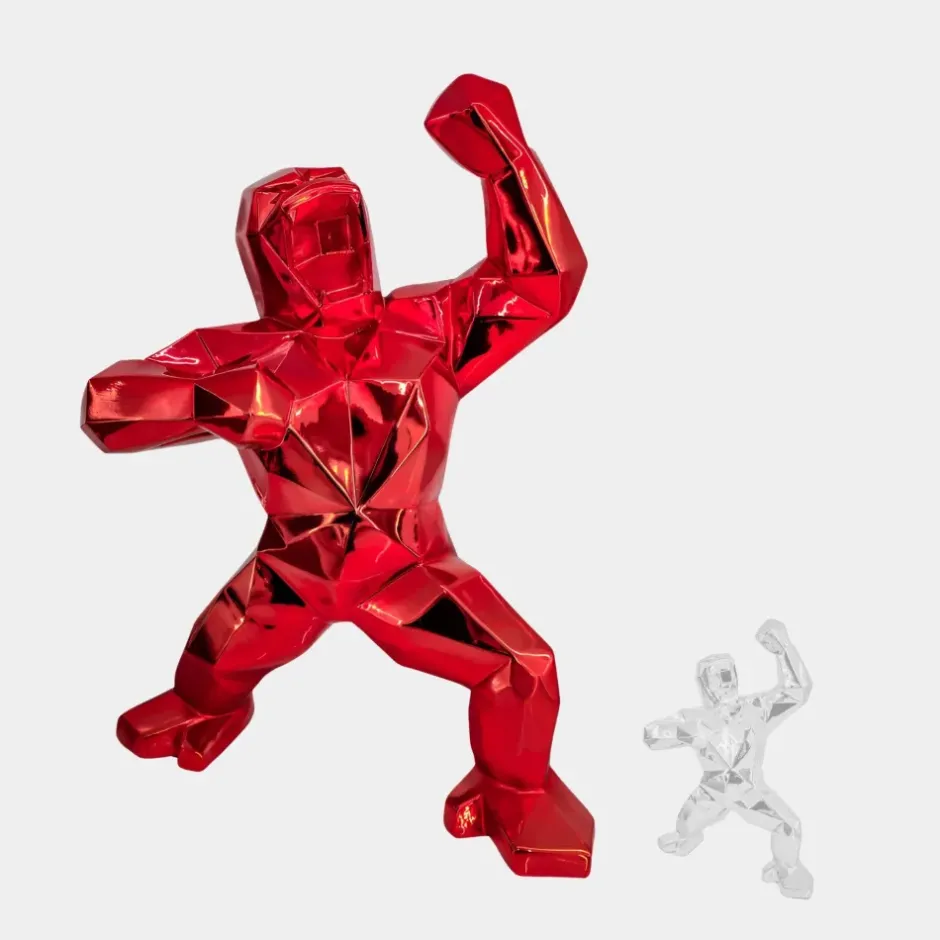 Statues & Sculptures Floor Standing|Animals^Polygon Gorilla 135cm Red Resin Indoor Sculpture