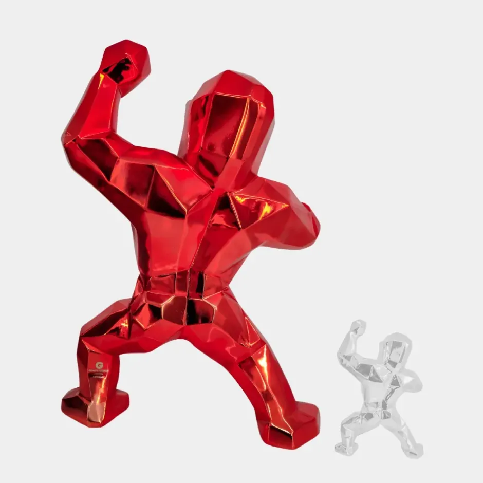 Statues & Sculptures Floor Standing|Animals^Polygon Gorilla 135cm Red Resin Indoor Sculpture