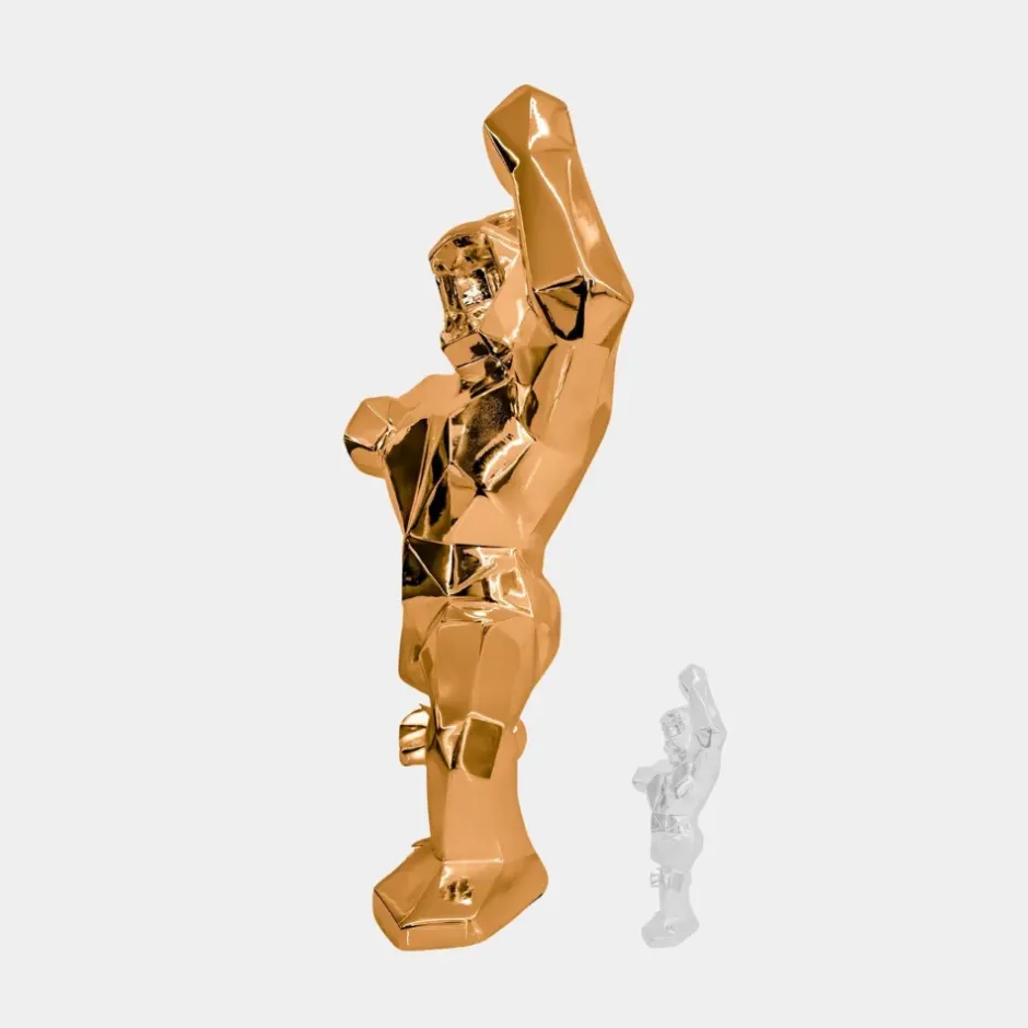 Statues & Sculptures Floor Standing|Animals^Polygon Gorilla 135cm Rose Gold Resin Indoor Sculpture