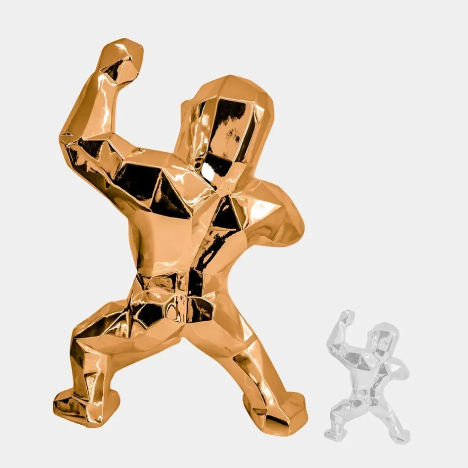 Statues & Sculptures Floor Standing|Animals^Polygon Gorilla 135cm Rose Gold Resin Indoor Sculpture