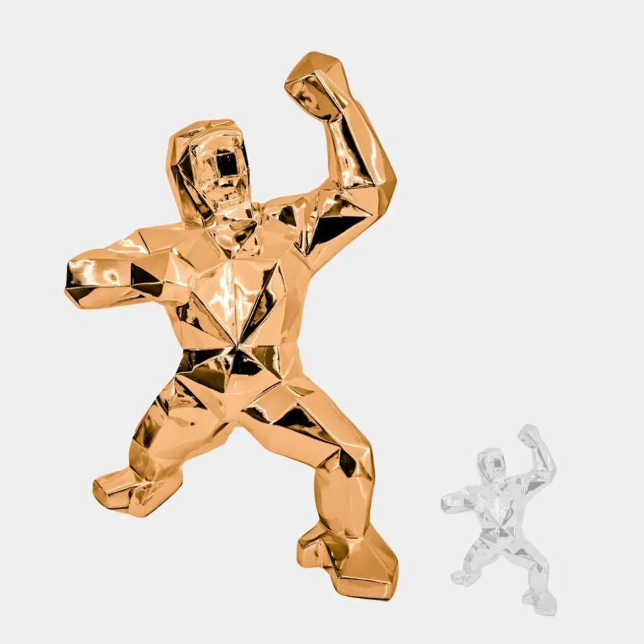 Statues & Sculptures Floor Standing|Animals^Polygon Gorilla 135cm Rose Gold Resin Indoor Sculpture