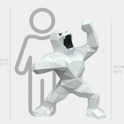 Statues & Sculptures Floor Standing|Animals^Polygon Gorilla 135cm White Resin Indoor Sculpture