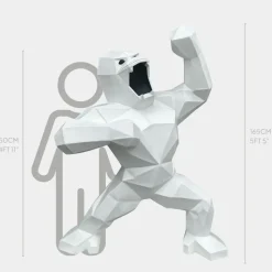 Statues & Sculptures Giant|Floor Standing^Polygon Gorilla 165cm White Resin Indoor Sculpture