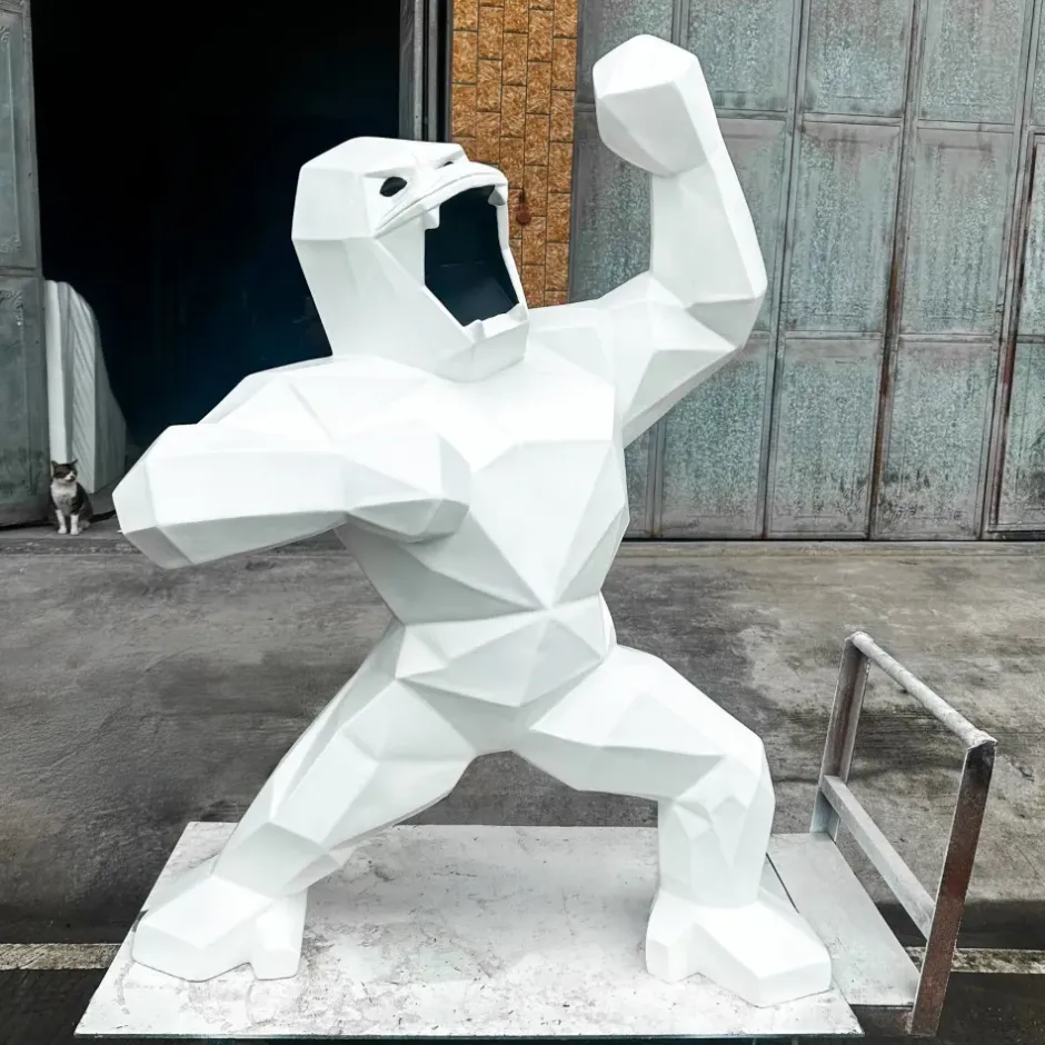 Statues & Sculptures Giant|Floor Standing^Polygon Gorilla 165cm White Resin Indoor Sculpture