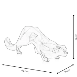 Statues & Sculptures Table Top|Low Poly^Polygon Leopard 15cm Anthracite Resin Indoor Sculpture