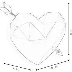 Statues & Sculptures Table Top|Low Poly^Polygon Love 31cm Red Resin Wall Sculpture