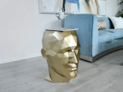 Statues & Sculptures Low Poly|Contemporary^Polygon Male Head 55cm Gold Side Table Sculpture