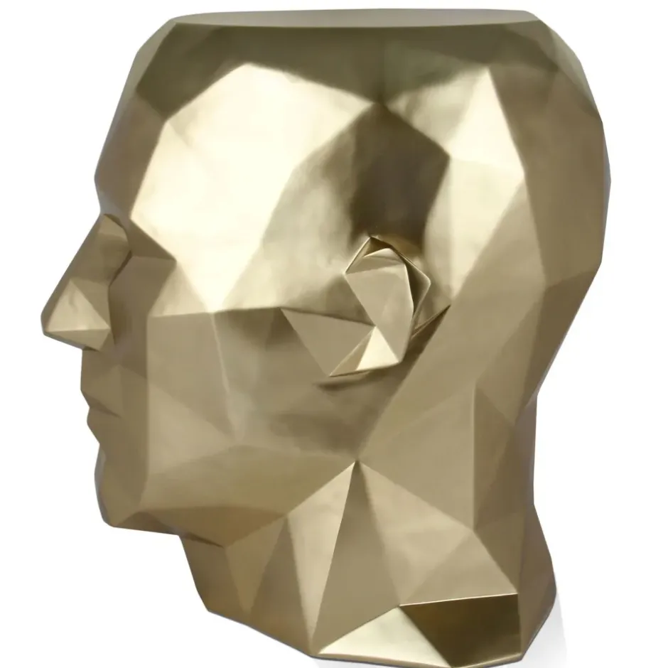 Statues & Sculptures Low Poly|Contemporary^Polygon Male Head 55cm Gold Side Table Sculpture