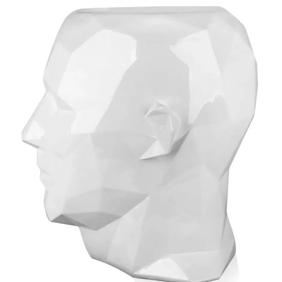 Statues & Sculptures Low Poly|Contemporary^Polygon Male Head 55cm White Side Table Sculpture