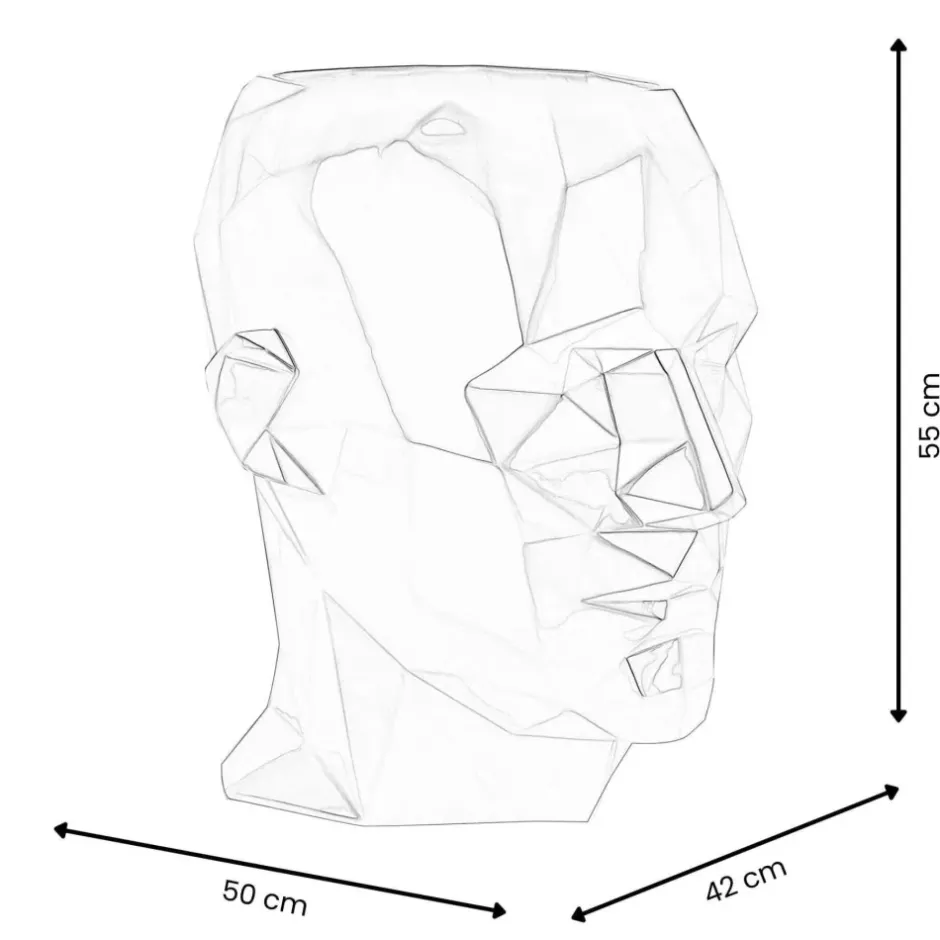 Statues & Sculptures Low Poly|Contemporary^Polygon Male Head 55cm White Side Table Sculpture