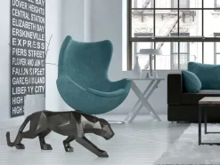 Statues & Sculptures Table Top|Floor Standing^Polygon Panther 31cm Anthracite Resin Indoor Sculpture