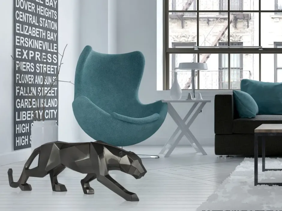 Statues & Sculptures Table Top|Floor Standing^Polygon Panther 31cm Anthracite Resin Indoor Sculpture