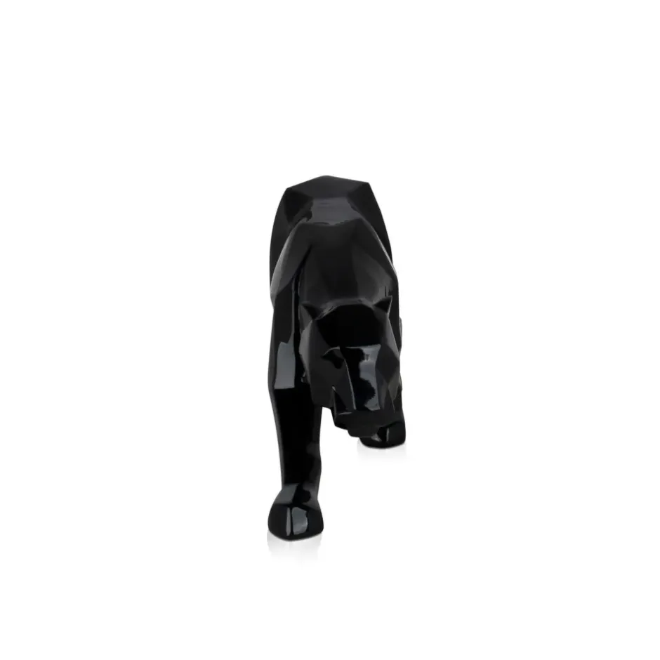 Statues & Sculptures Table Top|Low Poly^Polygon Panther 14cm Black Resin Indoor Sculpture