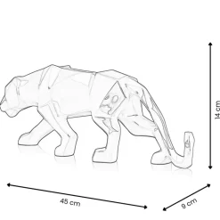 Statues & Sculptures Table Top|Low Poly^Polygon Panther 14cm Gold Resin Indoor Sculpture