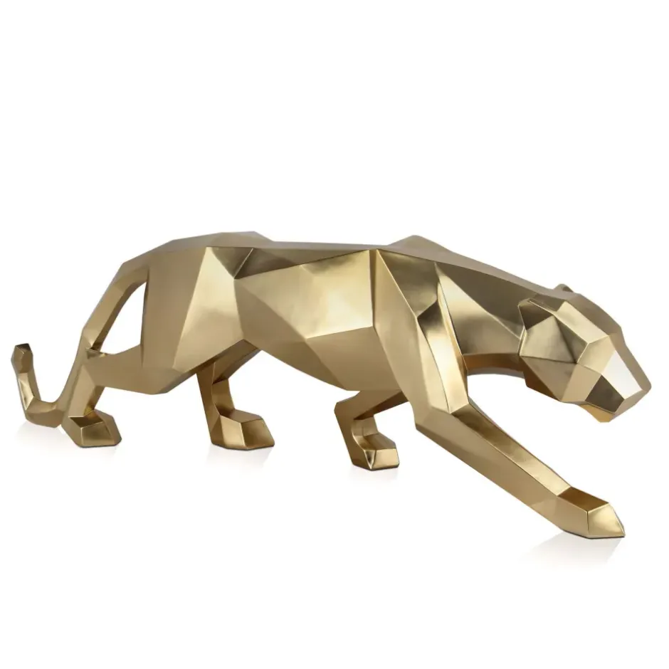 Statues & Sculptures Table Top|Floor Standing^Polygon Panther 31cm Gold Resin Indoor Sculpture