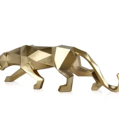 Statues & Sculptures Table Top|Floor Standing^Polygon Panther 31cm Gold Resin Indoor Sculpture