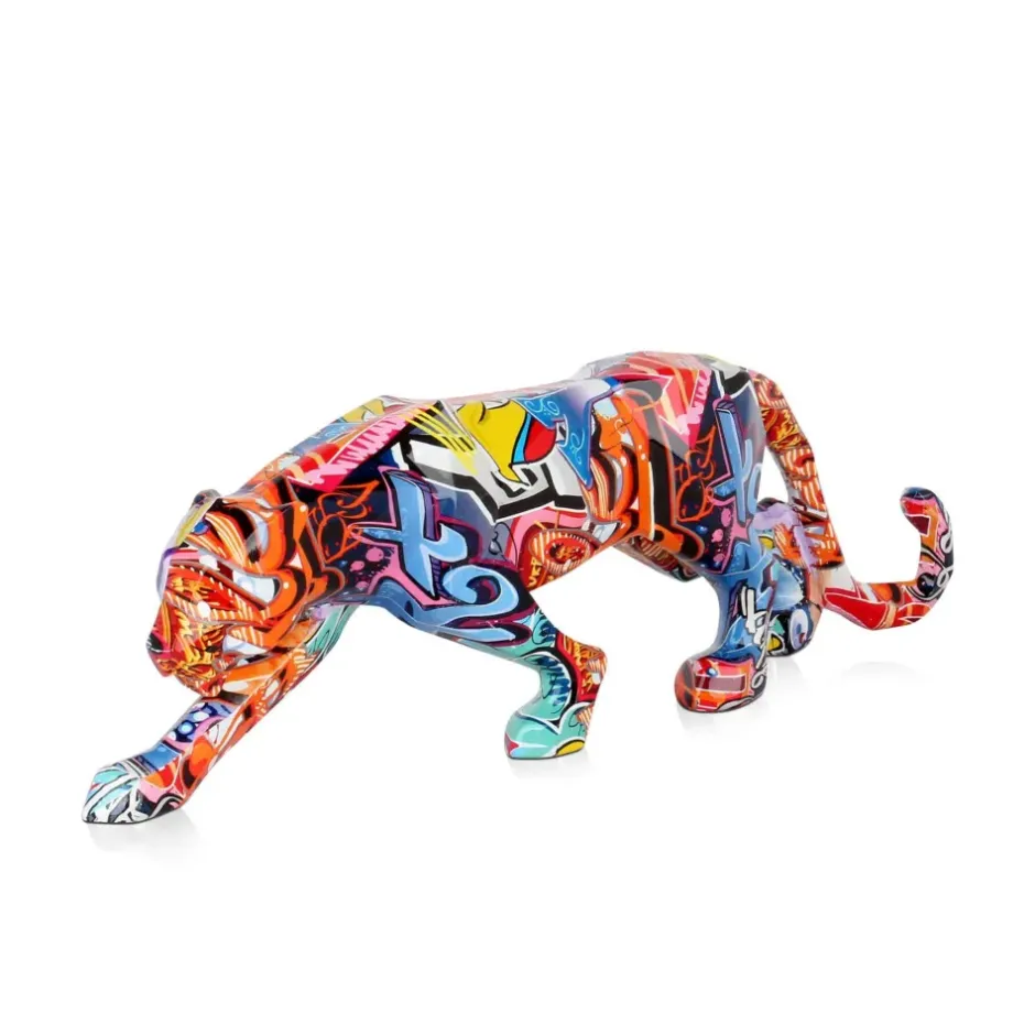 Statues & Sculptures Table Top|Graffiti^Polygon Panther 14cm Graffiti Resin Indoor Sculpture