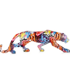 Statues & Sculptures Table Top|Graffiti^Polygon Panther 14cm Graffiti Resin Indoor Sculpture