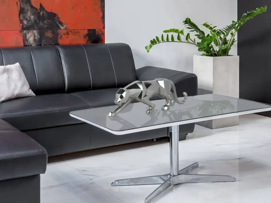 Statues & Sculptures Table Top|Floor Standing^Polygon Panther 14cm Silver Resin Indoor Sculpture