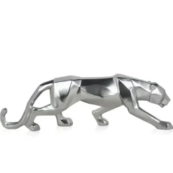 Statues & Sculptures Table Top|Floor Standing^Polygon Panther 14cm Silver Resin Indoor Sculpture
