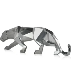 Statues & Sculptures Table Top|Floor Standing^Polygon Panther 31cm Silver Resin Indoor Sculpture