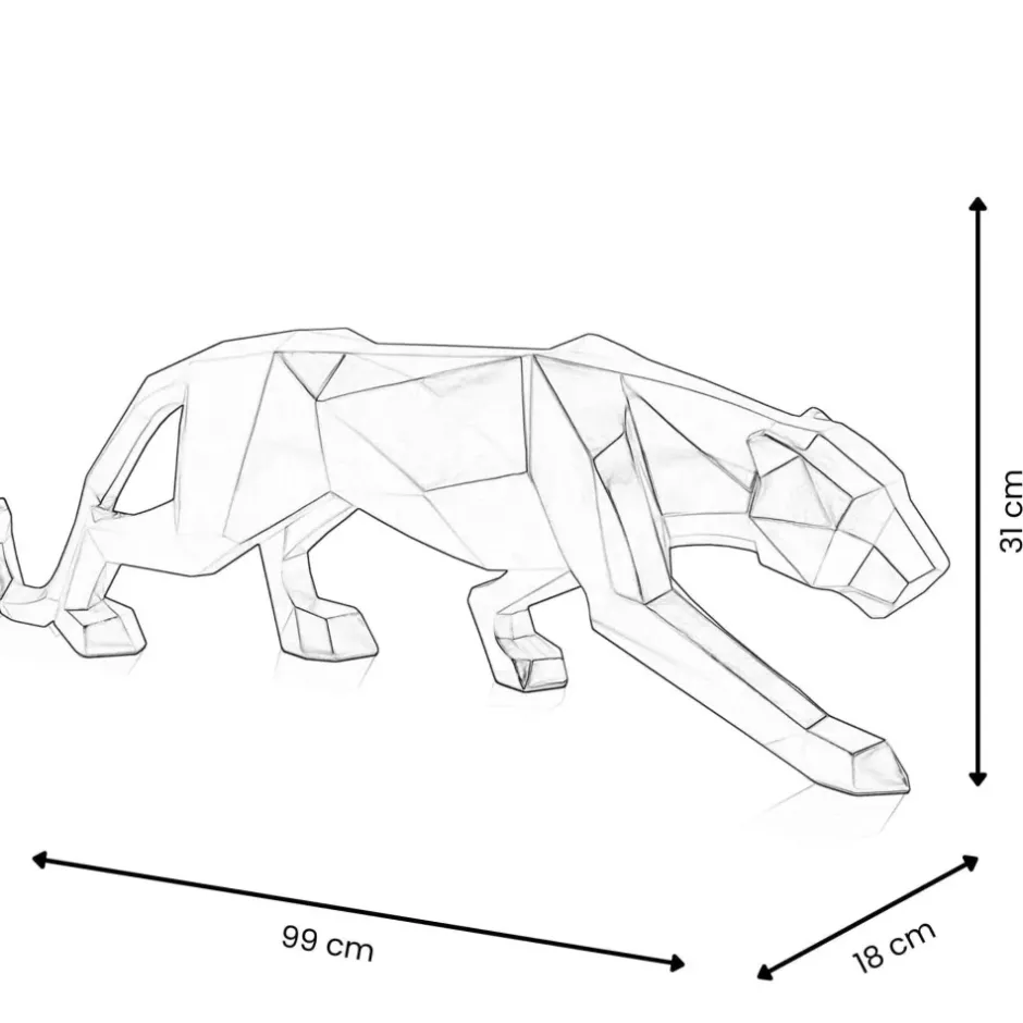 Statues & Sculptures Table Top|Floor Standing^Polygon Panther 31cm Silver Resin Indoor Sculpture