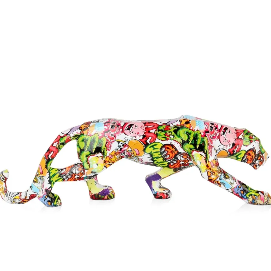 Statues & Sculptures Table Top|Graffiti^Polygon Panther 14cm Street Art Resin Indoor Sculpture